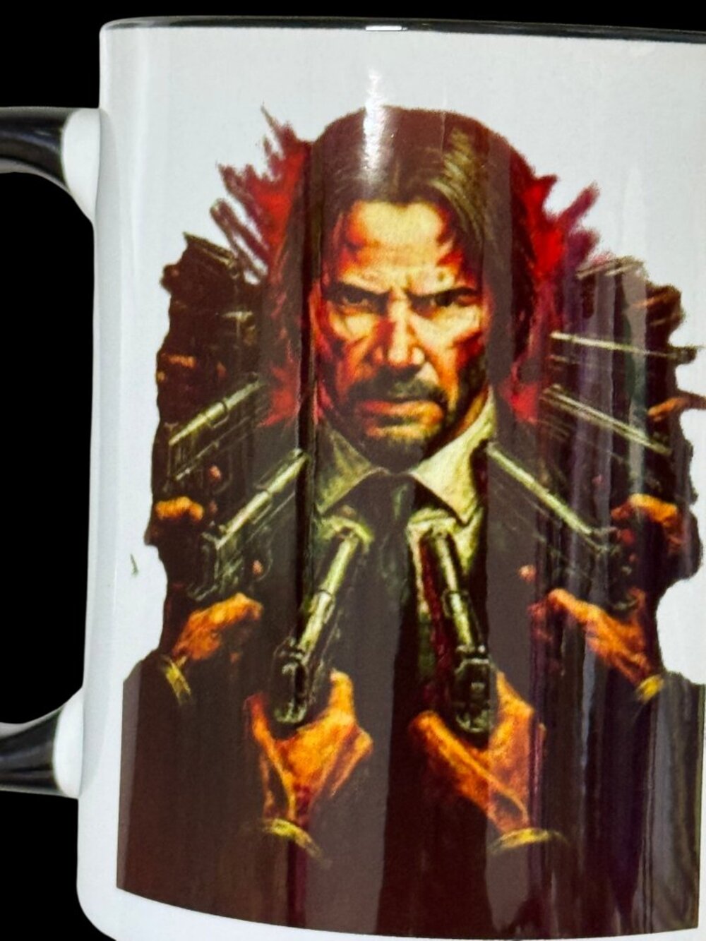 John Wick Inspired Graphic Coffee Mug, White and Black, Ceramic, 11 oz